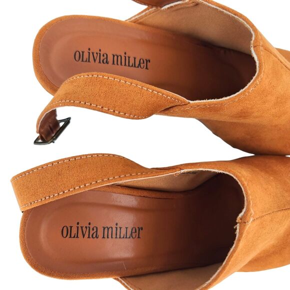 Olivia Miller Studded Lia Clog Heel Cognac Size 8 - Picture 9 of 12